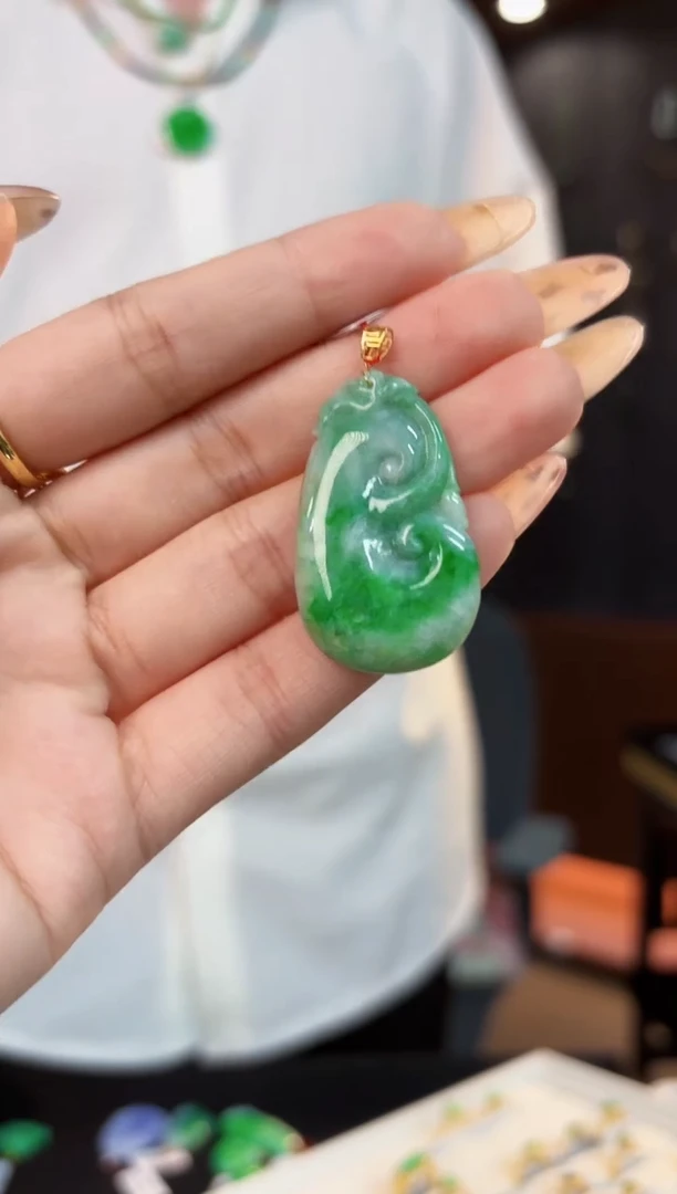 【闪购商品】翡翠颈饰18K金镶嵌缅料A货/支持复检/一件