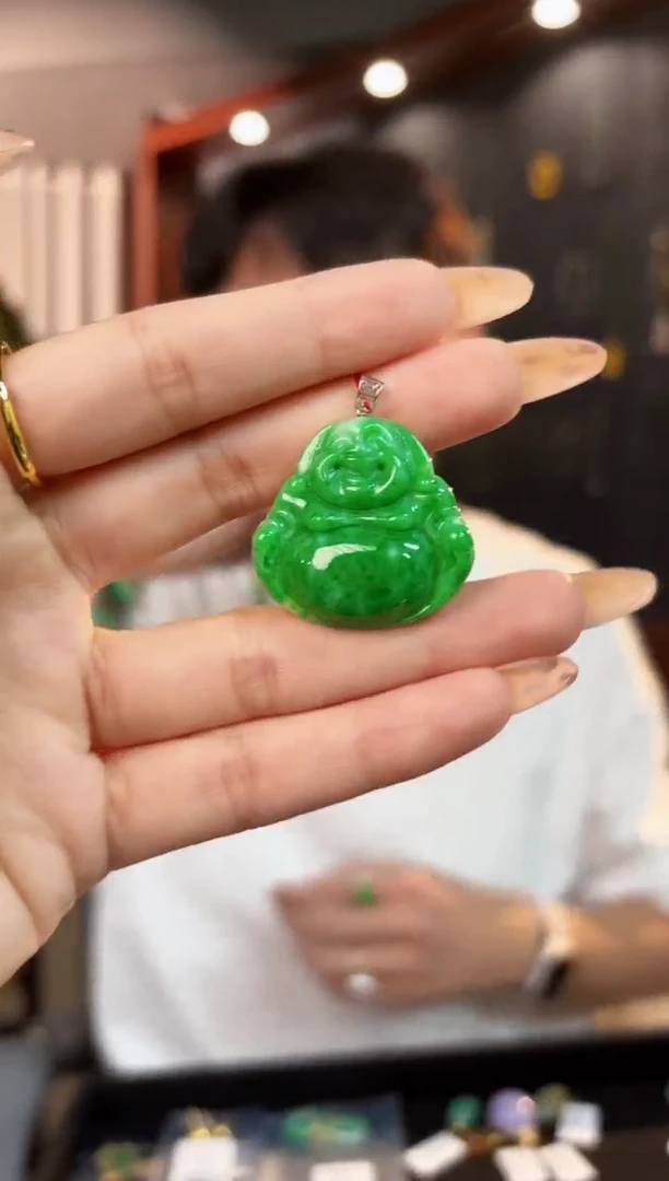 【闪购商品】翡翠吊坠(不含链)18K金镶嵌缅料A货/支持复检/一件