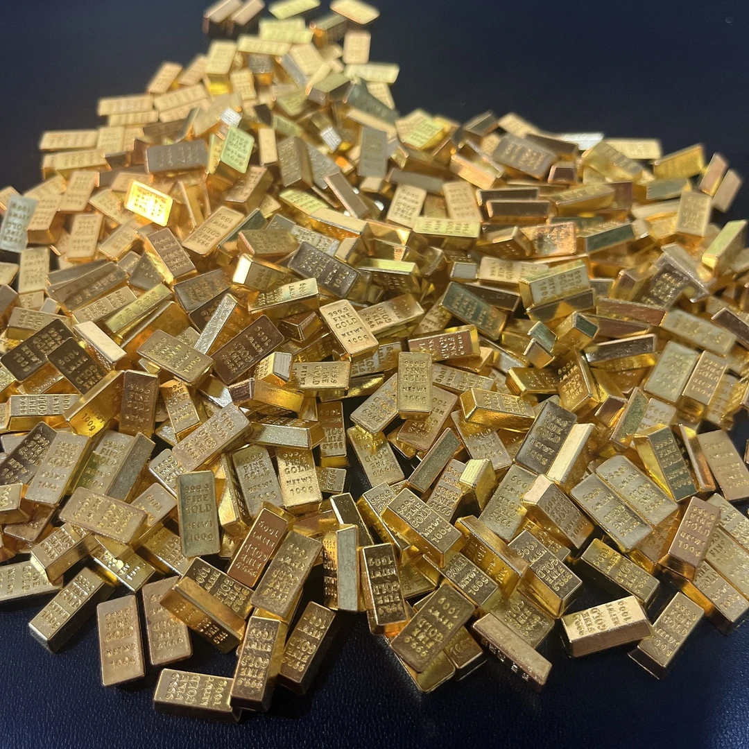 实心小金条仿金沙金金条聚宝盆百福缸填充物金色创意中式摆件