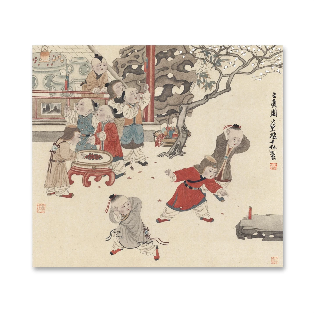 于水《吉庆图》金卡版画 尺寸：38x42cm