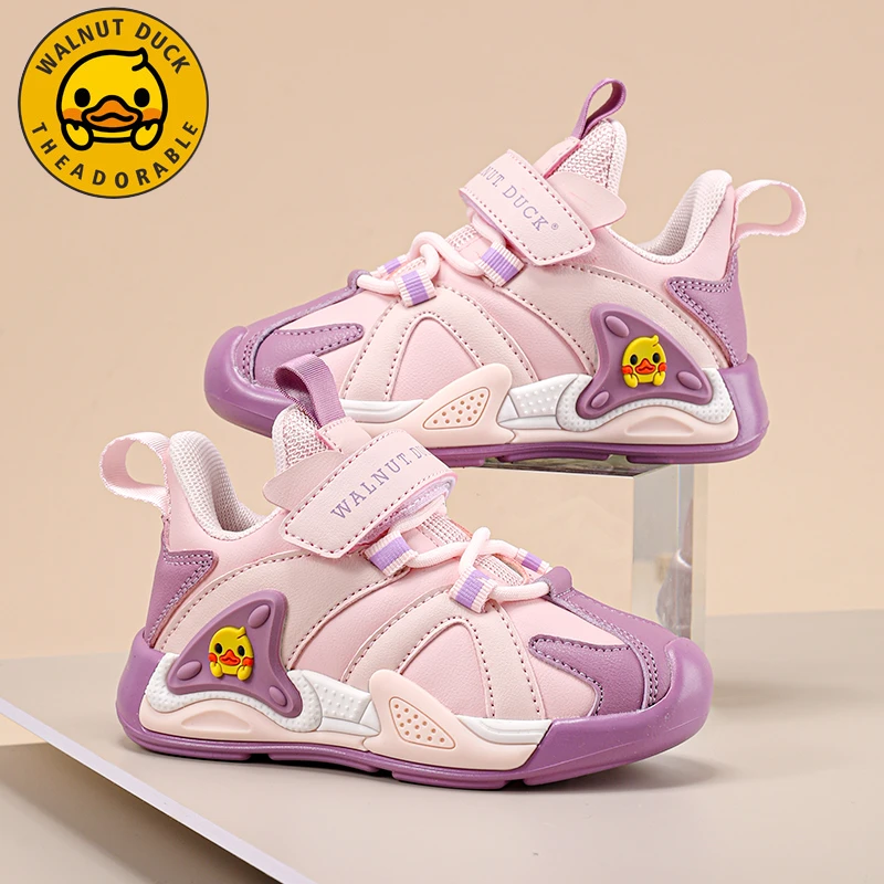 小黄鸭女童鞋2025秋冬新款皮面防水休闲儿童软底防滑宝宝运动鞋子