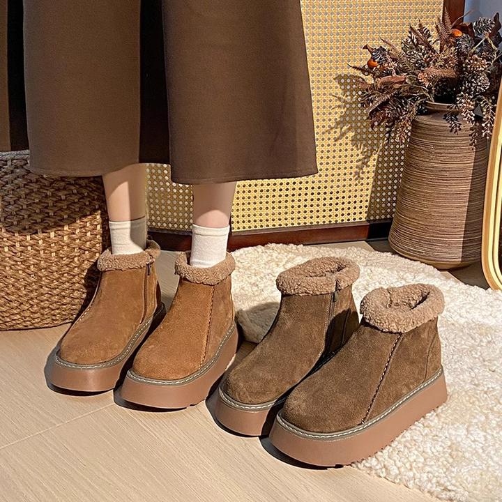 毛毛雪地靴棉鞋2024新款冬季加绒加厚百搭轻便舒适保暖棉靴短靴