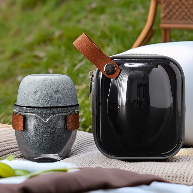 户外泡茶茶具套装玻璃公道杯陶瓷茶杯便携式快客杯露营功夫茶具