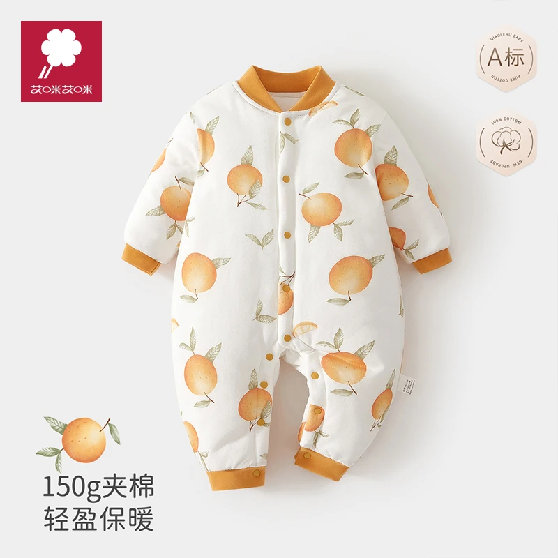 【150g夹棉】艾咪艾咪秋冬宝宝连体爬服夹棉加厚保暖轻盈长袖