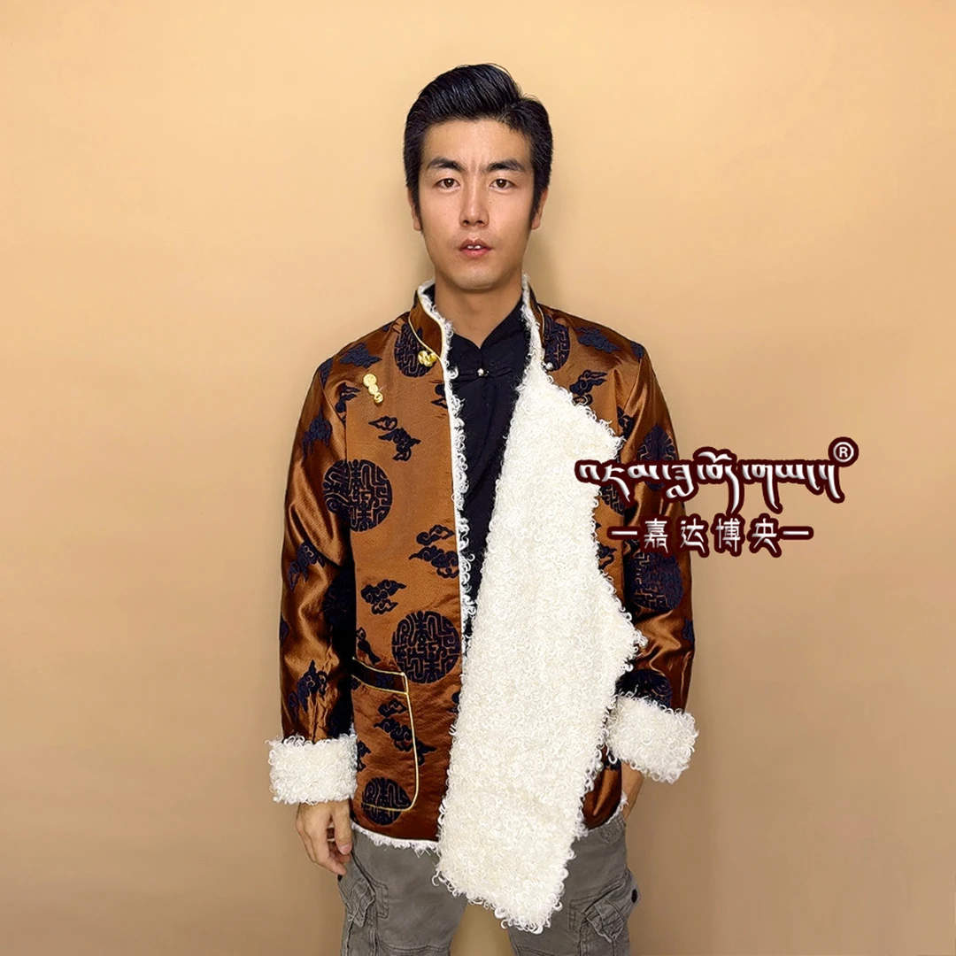 冬季原创漳绒缎藏装棉衣康巴西藏青年保暖高档质感冬衣大码拉萨装