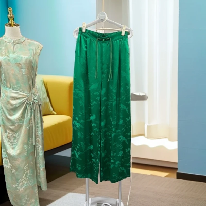 100%桑蚕丝花萝直筒裤