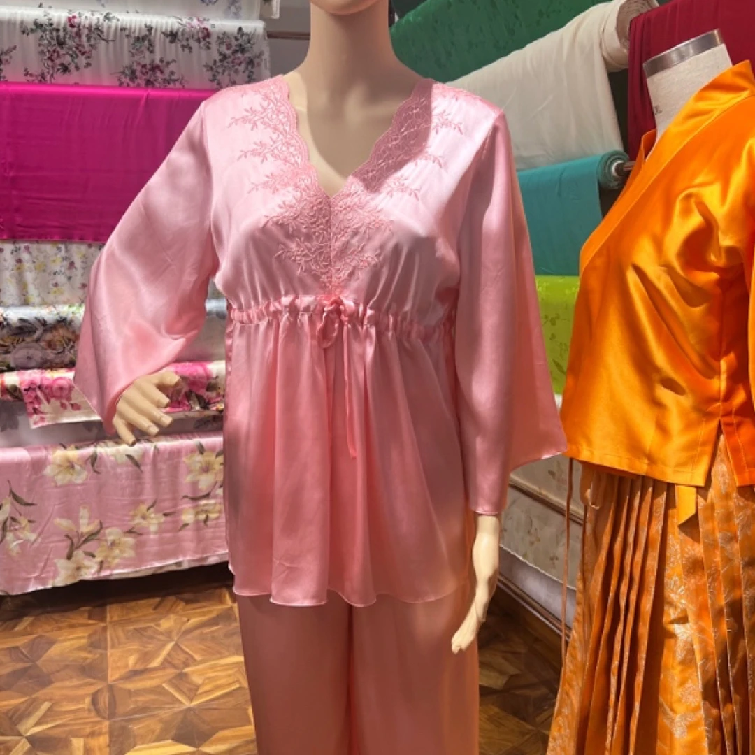 桑蚕丝睡衣女套装长袖睡衣女士宽松