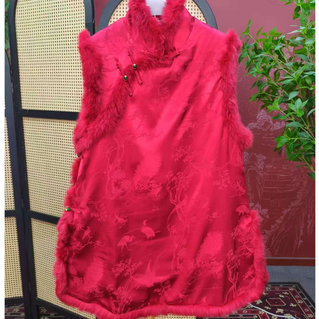 240796素女馆新款新中式立领素色马甲