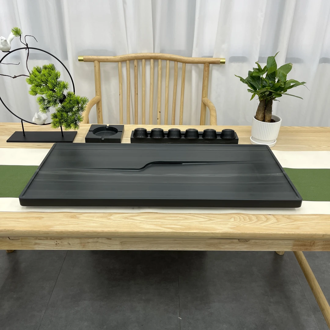 曲艺皇庭玉天然石茶盘现代简约石茶台排水式茶盘家用办公茶盘