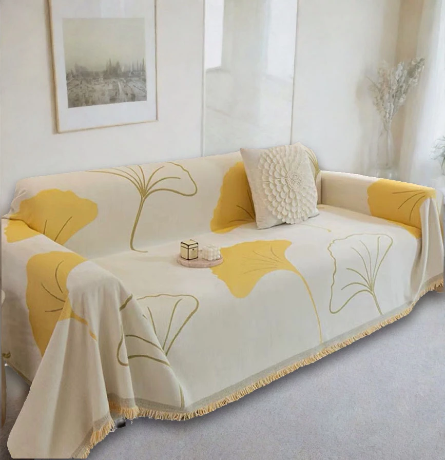 【银杏叶】雪尼尔轻奢简约沙发巾加厚防滑全盖网红防猫防尘盖布巾