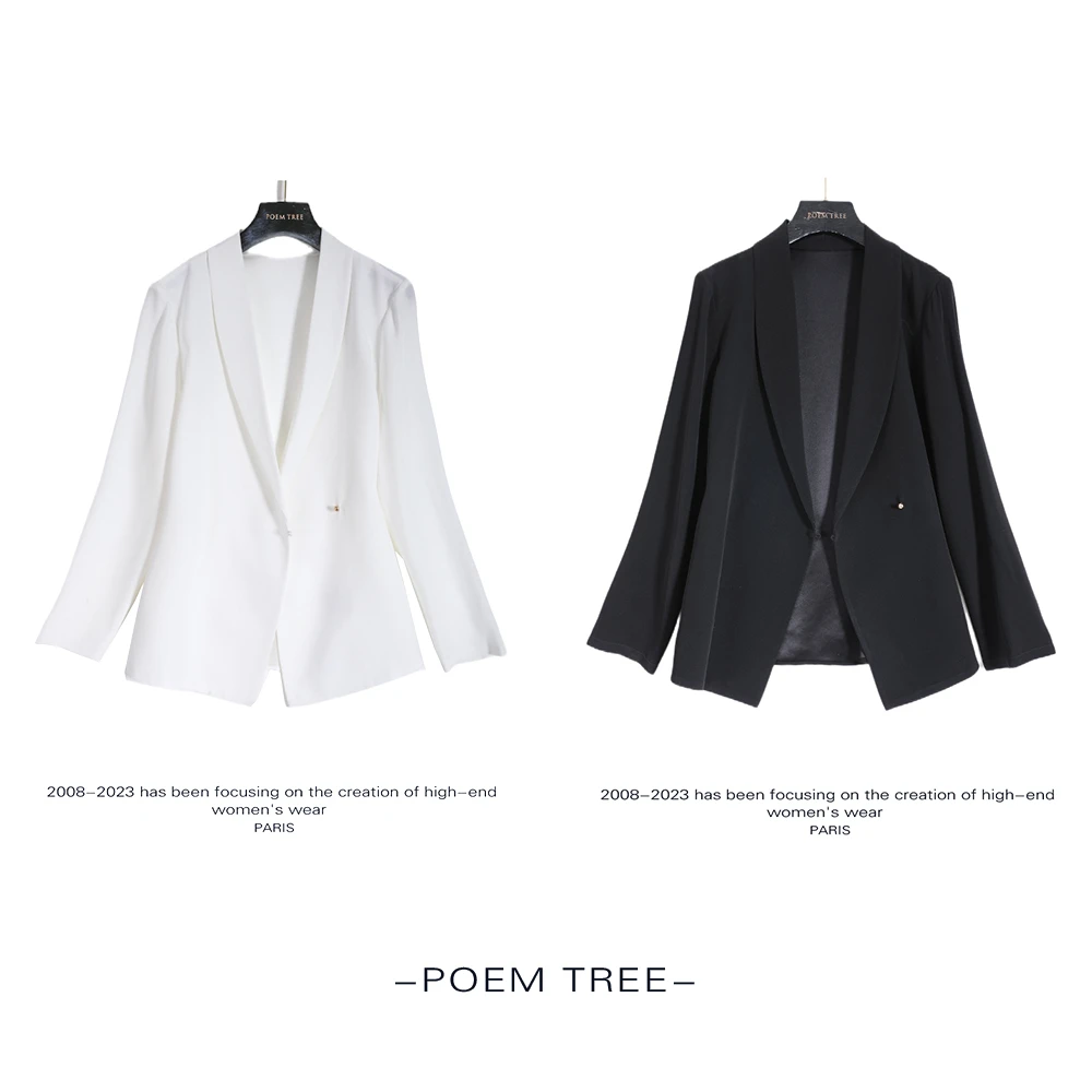 poemtree“空调西服” 琎口三醋简约内里拼蕾丝西服LJ2301