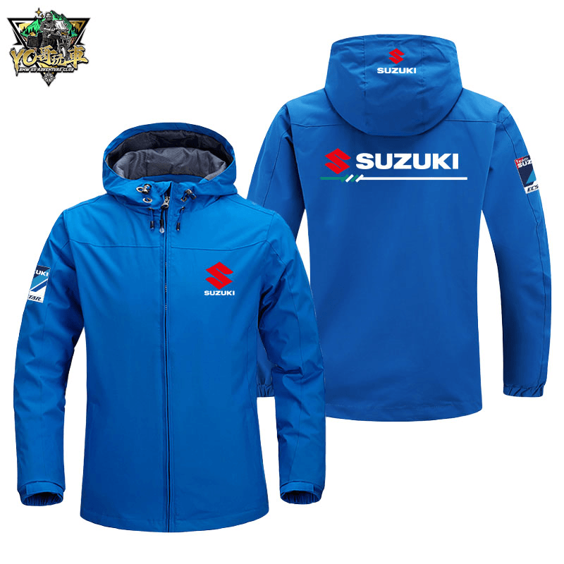 Suzuki铃木 机车夹克男重机车连帽防风冲锋衣外套秋冬衣服 骑行服