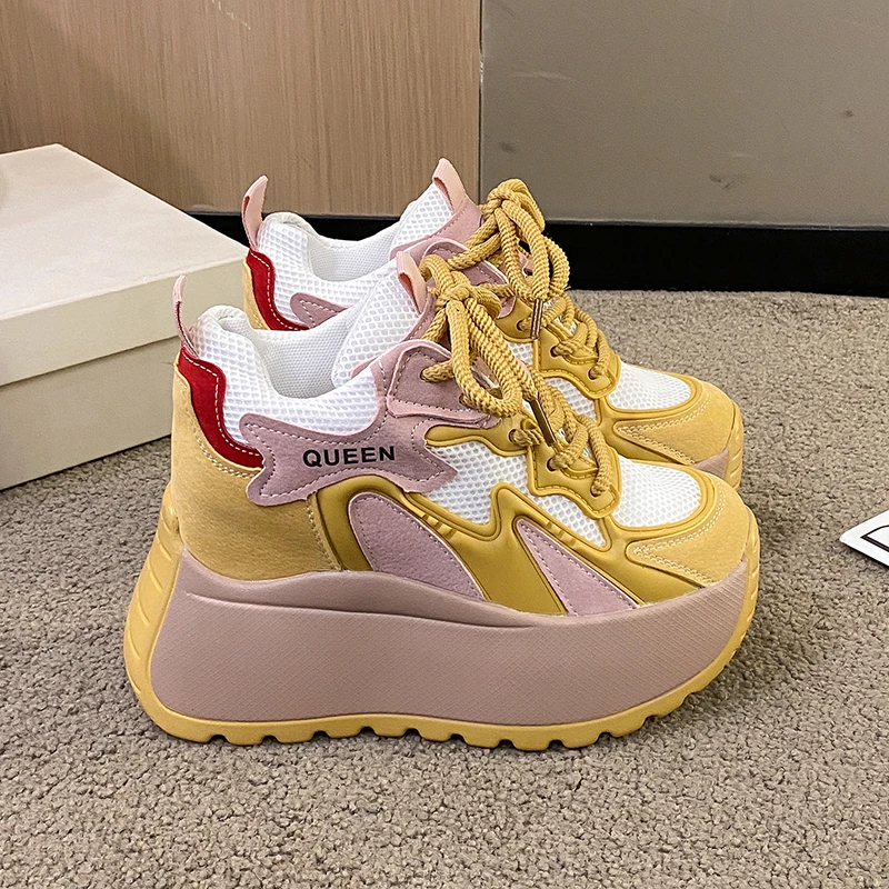 内增高10cm厚底老爹鞋女款2025秋季新款小个子松糕百搭透气阿甘鞋