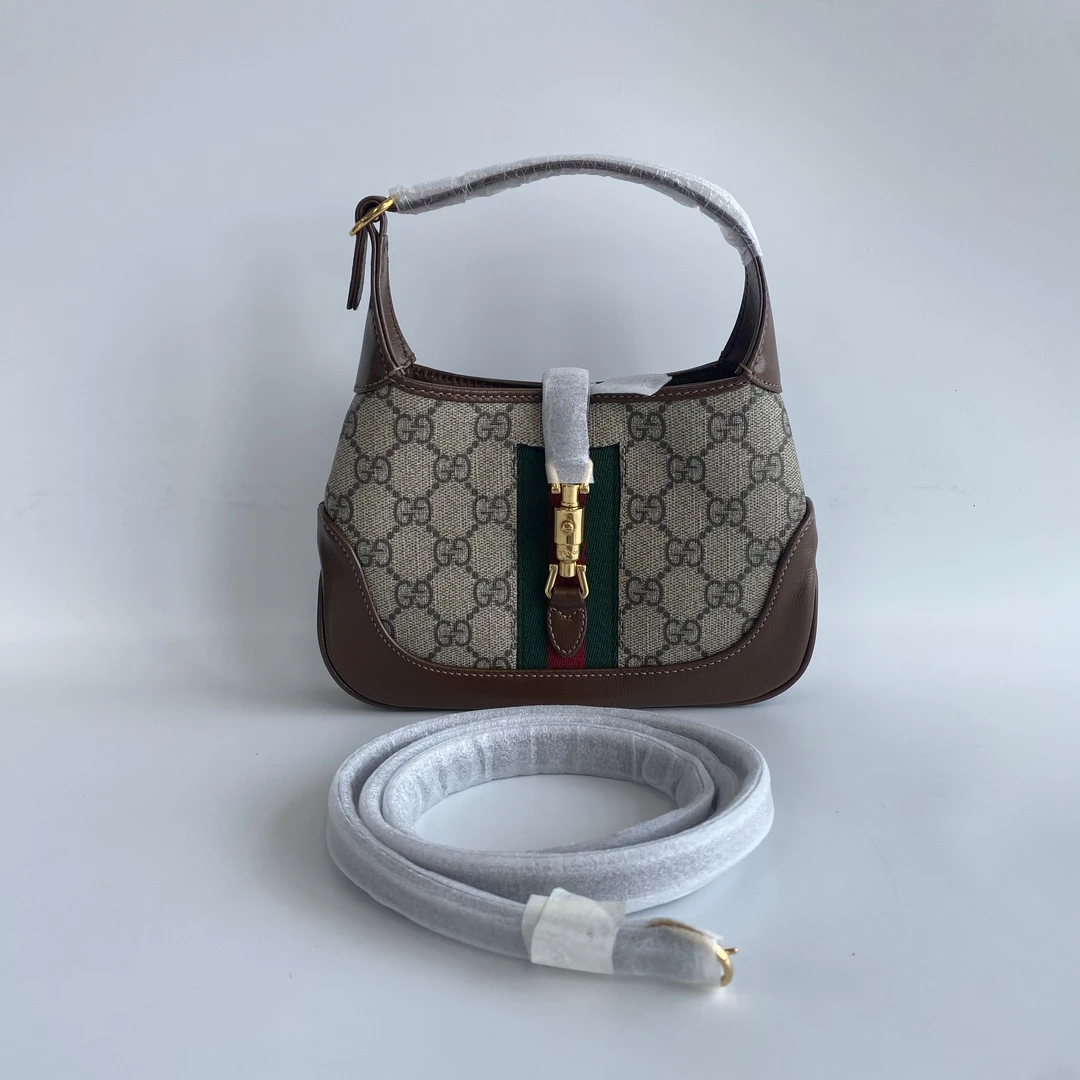 99新 GUCCI/古驰 98新 1961金色锁扣老花迷你腋下包斜挎