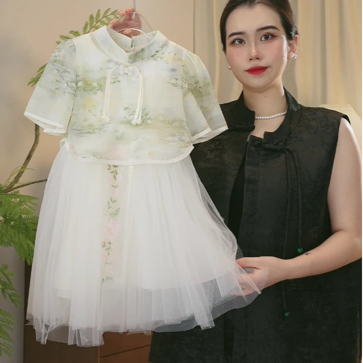 【现货 】【XY0001】 24夏季新款古风新中式中国风汉元素女童连衣裙