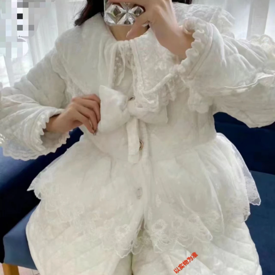 毛绒家居服时尚加绒加厚保暖冬款女士韩版甜美（蝴蝶结）009#