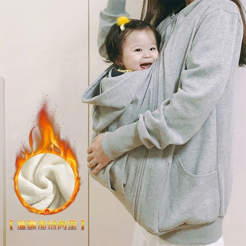 袋鼠母子连体衣冬装2024新款亲子装卫衣秋季母女装婴幼儿外出衣服