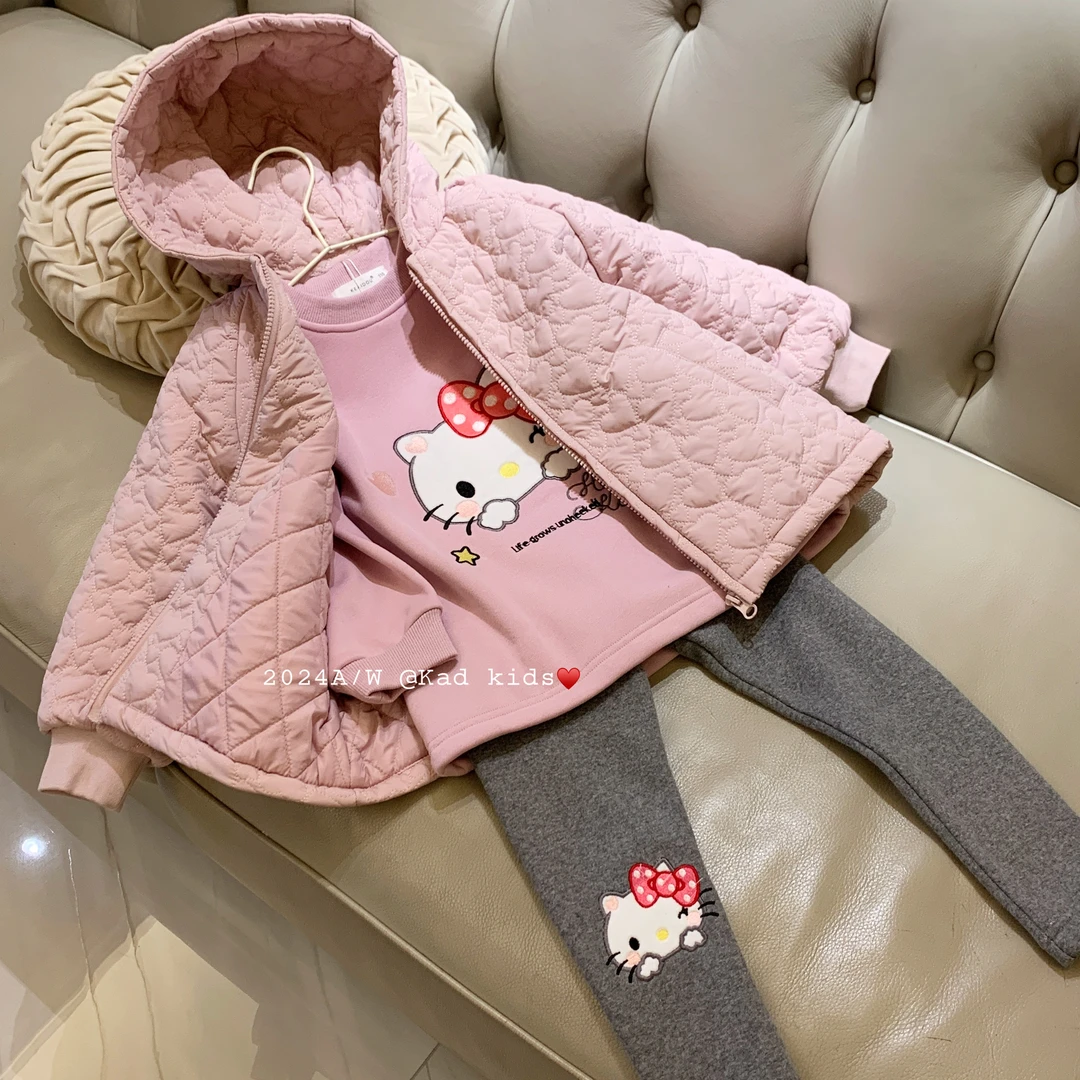 [现货]K3010-绗棉爱心棉衣+中长卫衣/加绒打底裤