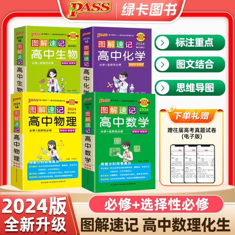 2024版PASS绿卡图书图解速记高中数学物理化学生物必修选择性必修