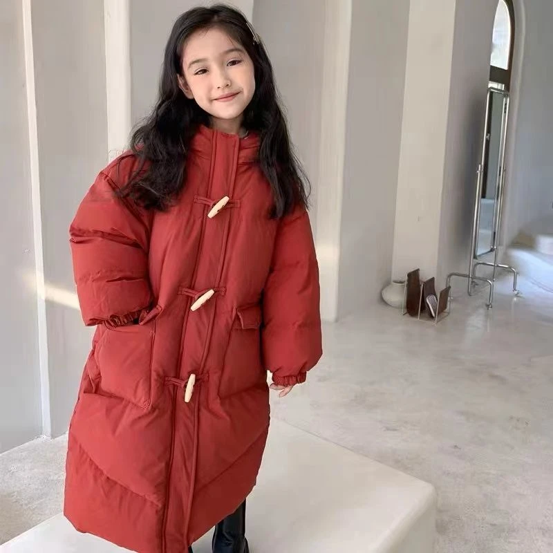 女童棉服2023款洋气中长款过膝加厚棉袄中大童休闲冬装