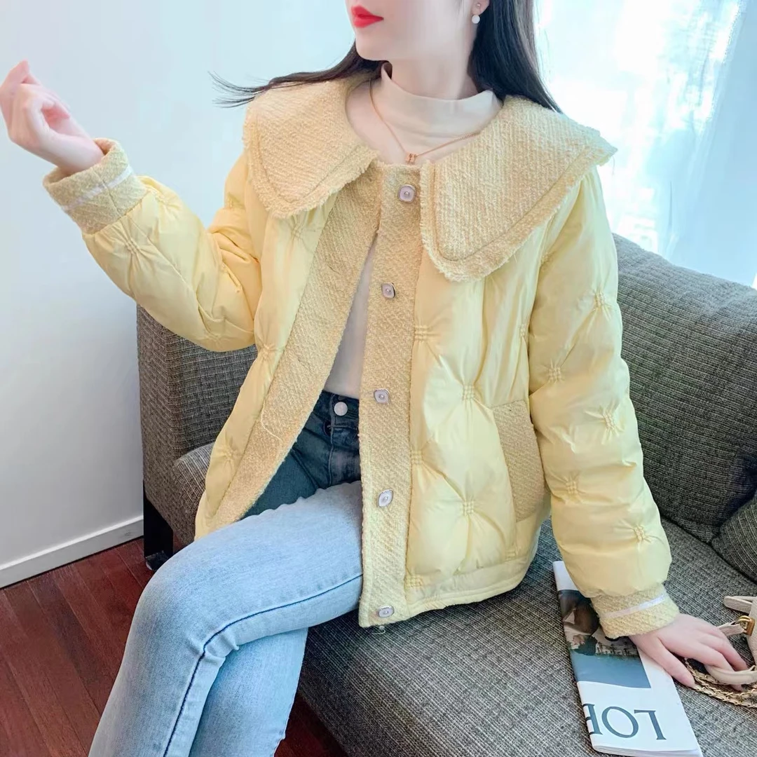 设计感娃娃领棉服女冬装冬季新款洋气外套时尚短款小香风