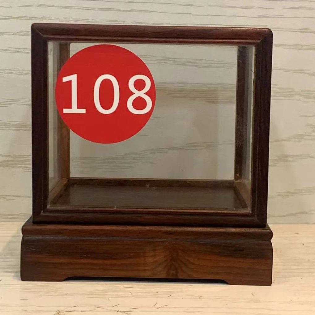 108老挝大红酸枝玻璃罩古董工艺品摆件防尘罩12*10*10