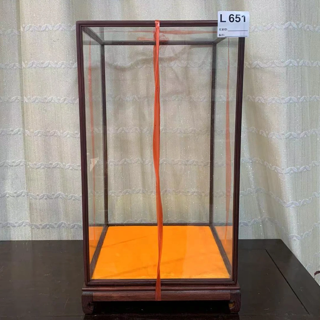 651红酸枝玻璃罩摆件工艺品宝笼展示盒防尘罩摆件27*27*45