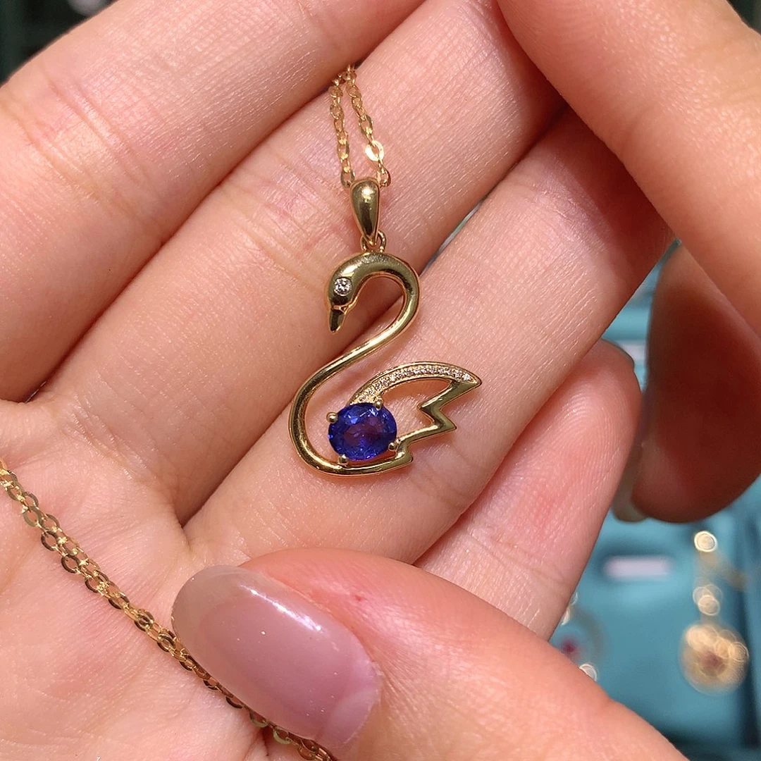 蓝宝石项链18K金镶嵌