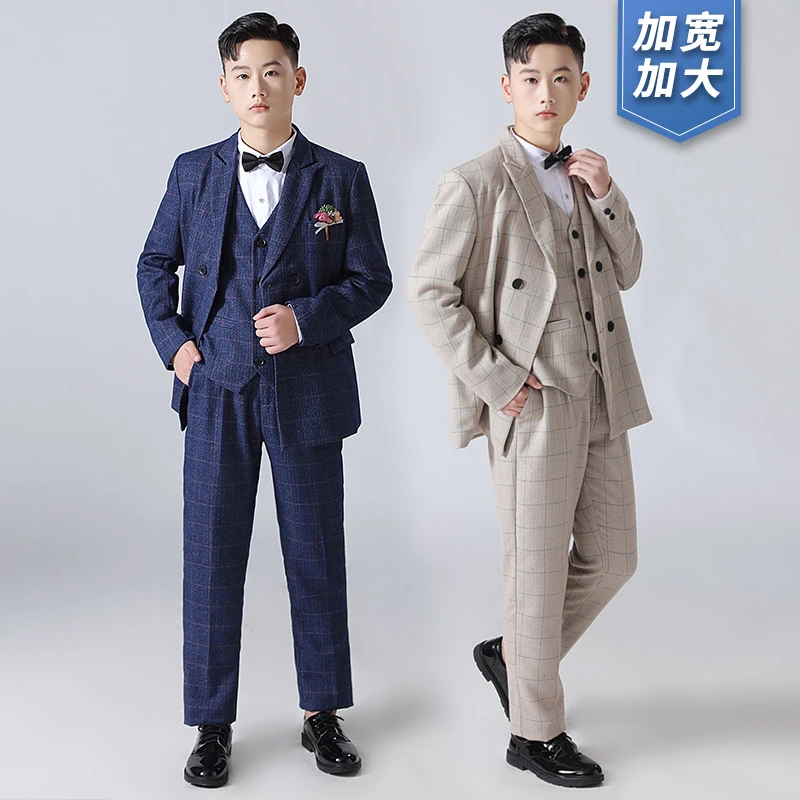 男童礼服加肥加大码西装胖版儿童西服花童大童主持人钢琴演出礼服