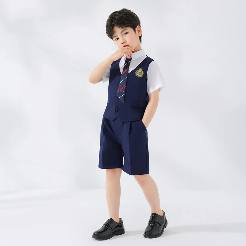 男童套装夏季新款儿童两件套帅气学院风演出服主持人宝宝礼服花童