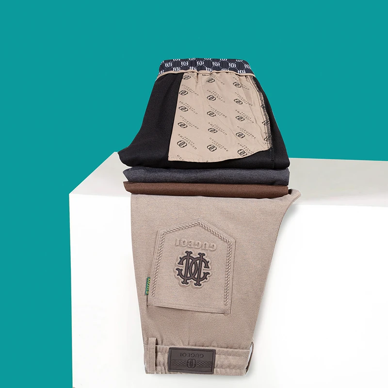 GUGEQI/古哥奇  秋冬季新款阳离子色织磨毛直通休闲裤-8970