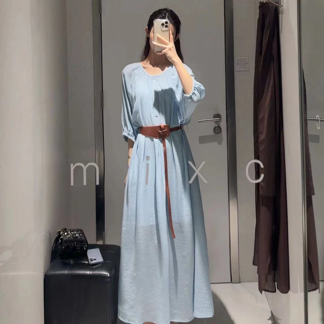 轻奢气质轻熟长裙束腰显瘦优雅老钱风波西米亚连衣裙夏季连衣裙