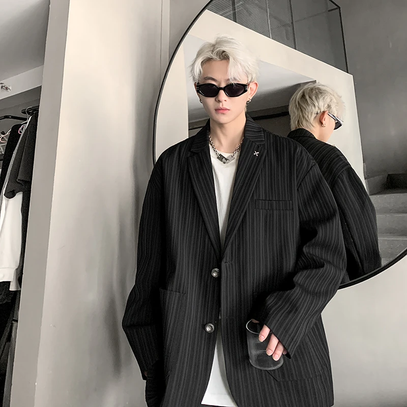 英伦风雅痞西装外套男秋季新款潮牌痞帅高级感肌理感小众休闲西服