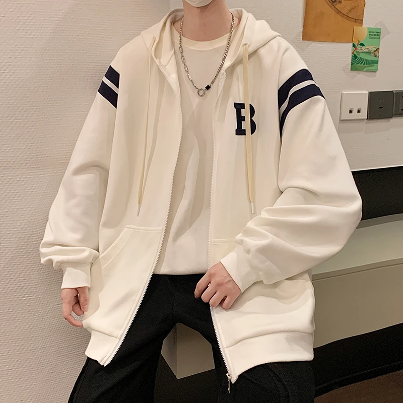 美式复古刺绣开衫卫衣男春秋季重磅潮牌百搭上衣宽松休闲连帽外套