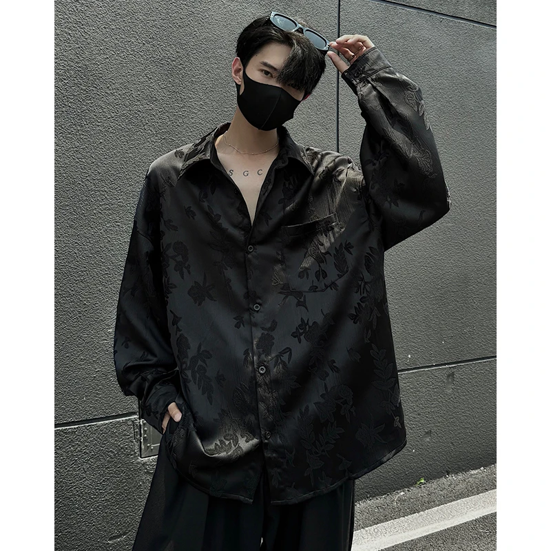 衬衫男高级感肌理感提花上衣秋季新款中国风唐装外套男士长袖衬衣