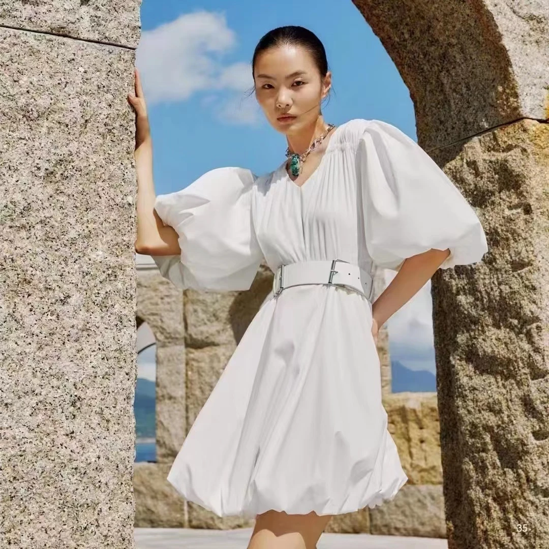 华衣曼  A481-500 收腰连衣裙美拉德色系赫本