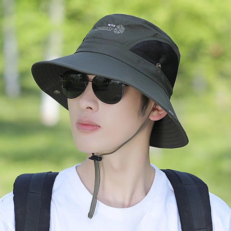 男士帽子夏天透气渔夫帽遮阳帽旅游登山户外盆帽沙滩骑车太阳网帽