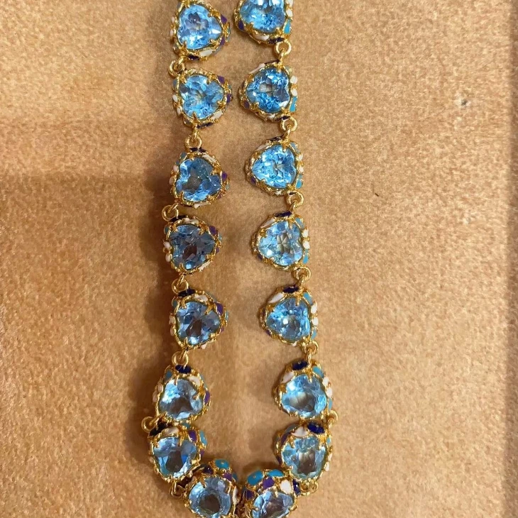 凰瑞福 合金锆石项链 优雅轻奢蓝色项链