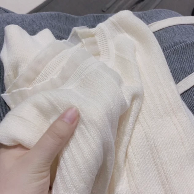 钢琴打底!柔软百搭~绵羊毛气质蕾丝内搭女式针织衫