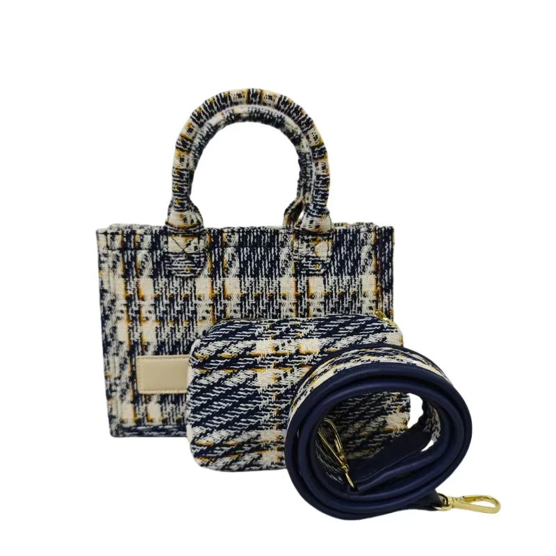 孤品 方头包单肩手提斜挎包351蓝格子