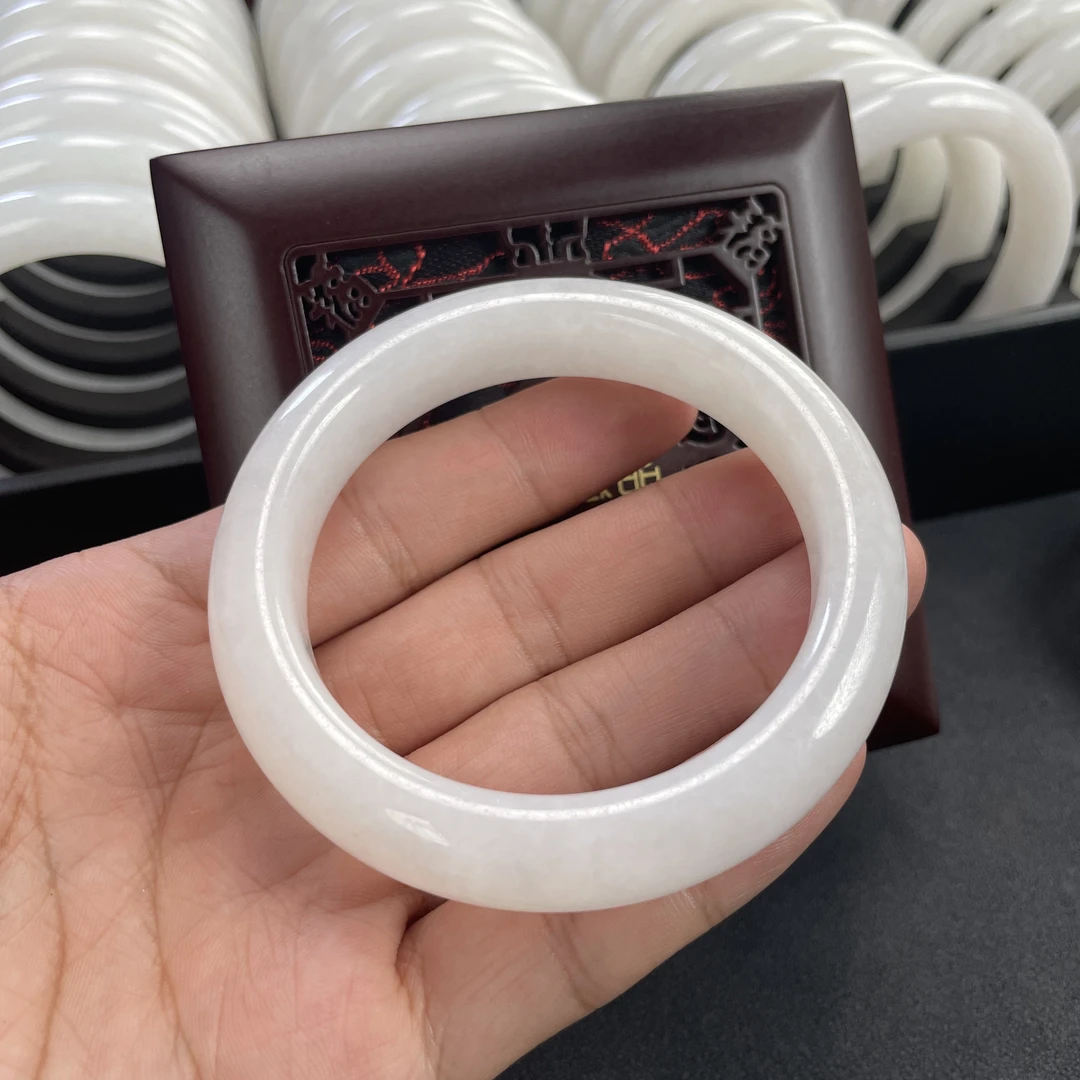 【玉户珠宝】天然和田玉白玉手镯【多样性发一件】宽13-15MM