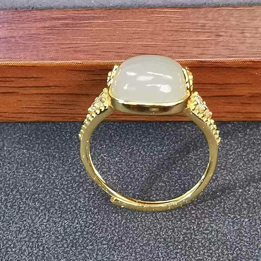 和田玉白玉戒指S925活口可调节（多样性发一）