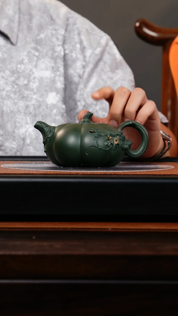 【闪购商品】紫砂茶壶CYL 绿泥 南瓜 400cc