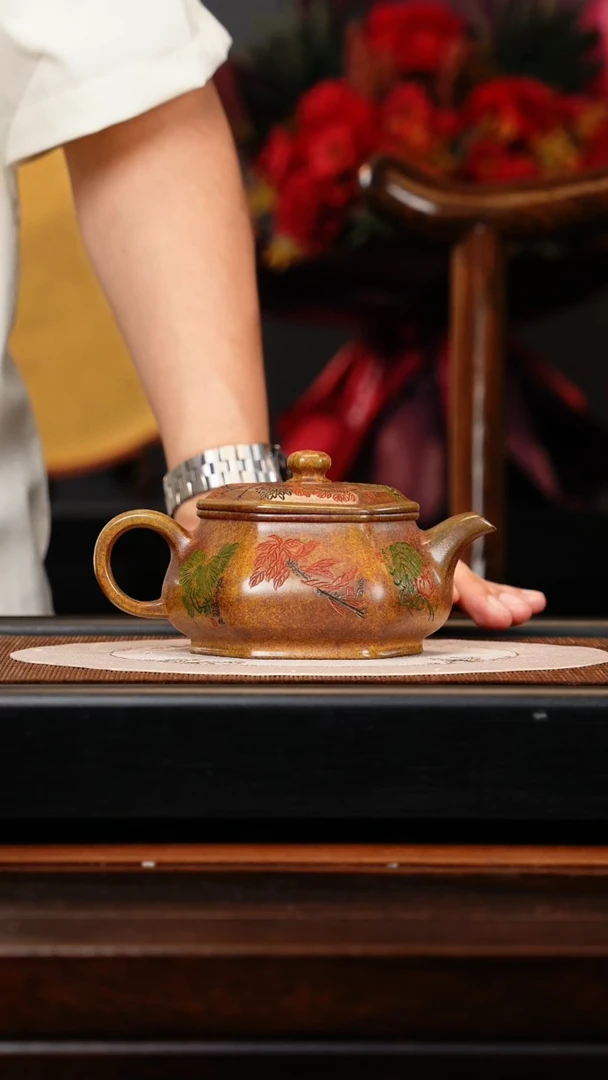 【闪购商品】紫砂茶壶CXF 虎皮金砂 六方明炉 300cc