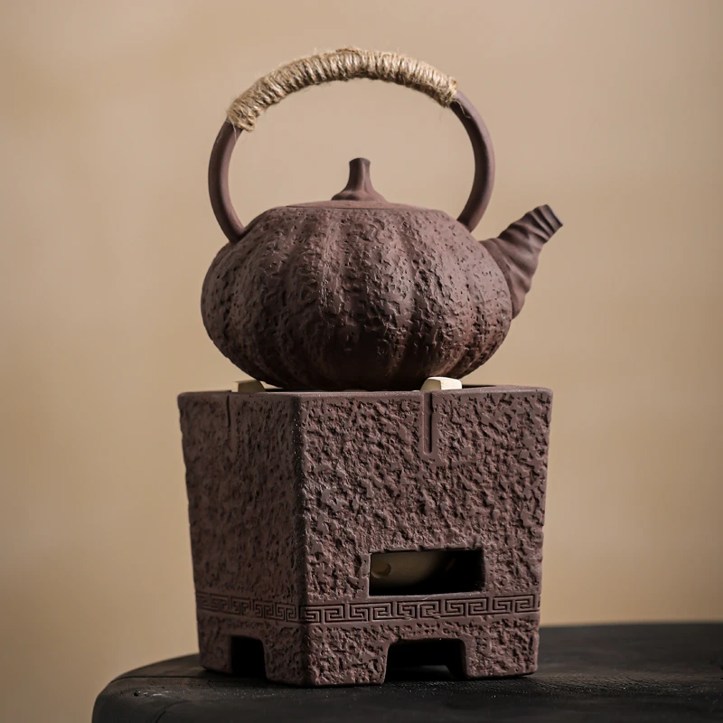 围炉煮茶器具煮茶炉炭炉复古碳火煮茶壶茶具木炭酒精粗陶烧水壶