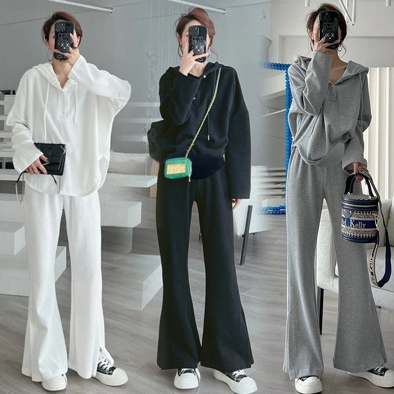 孕妇套装春秋季新款时尚韩版宽松休闲连帽卫衣秋款显瘦裤子两件套