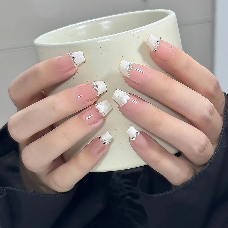 【法式酸奶】美甲穿戴甲纯手工制作指甲油甲油胶美甲贴纸贴片美甲钻