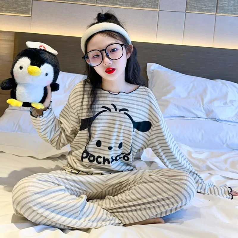 女童睡衣2025新款儿童女孩冰丝莫代尔网红家居服大童春秋长袖套装