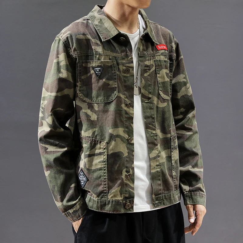 工装迷彩夹克男春季薄款飞行员运动外套秋季机能风棒球服牛仔衣潮