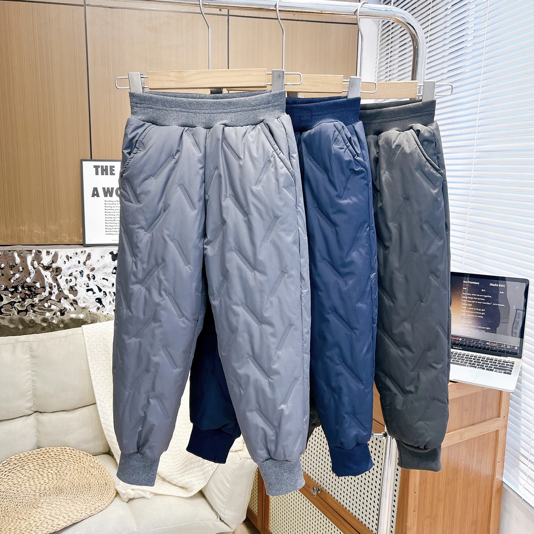 男童新款超声波压棉裤子2024冬季新款新款中大童棉裤